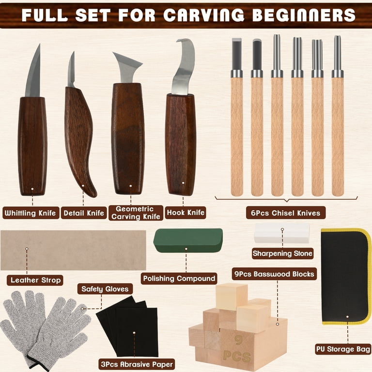 West Bay Wood Carving Kit, 27-Piece Chisel Set photo 4