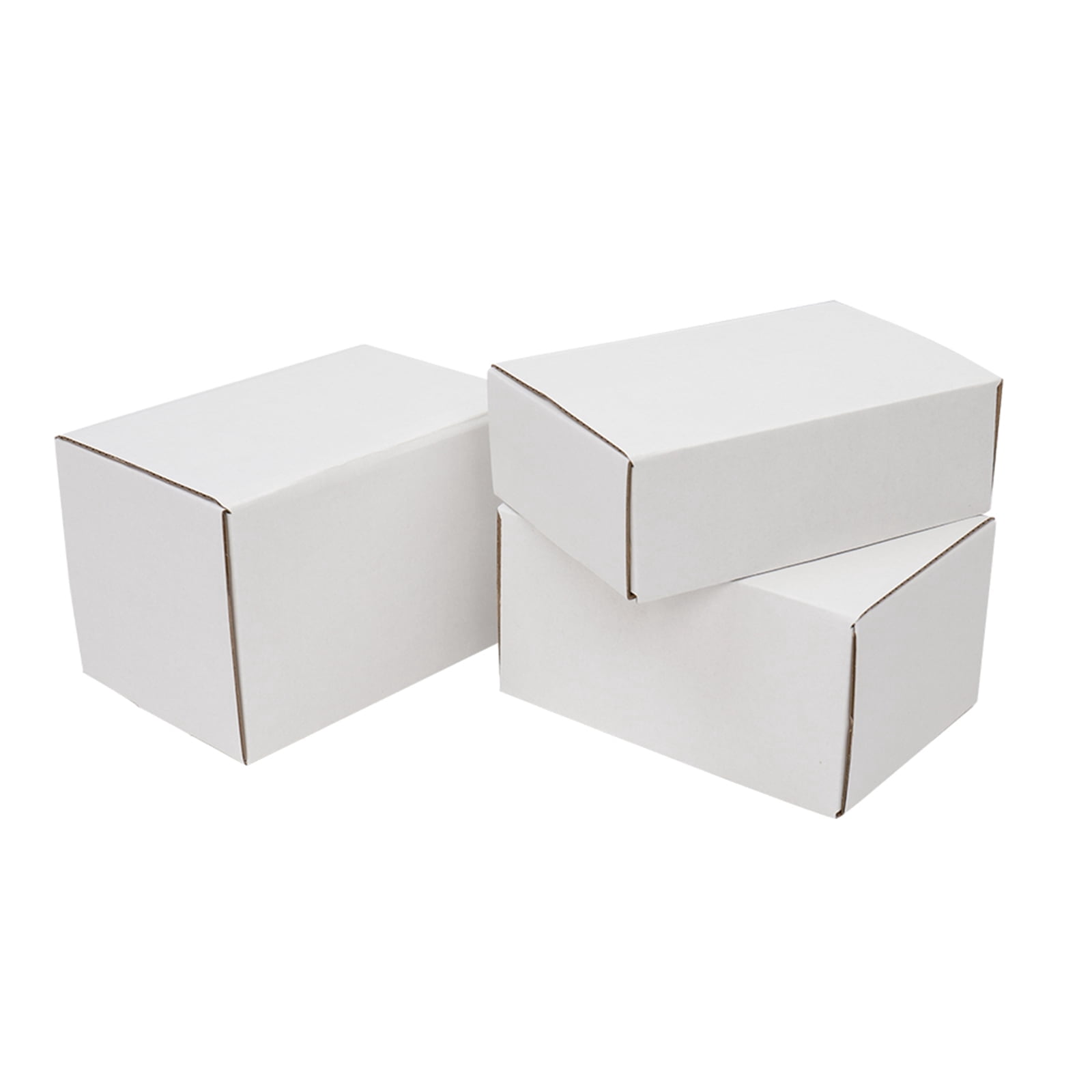 50 Corrugated Paper Boxes 6x4x3", White Outside and Yellow Inside
