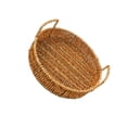 thumbnail image 2 of Cateissary Bandeja tejida hecha a mano, bandejas de almacenamiento con asa, de fruta, cesta de almacenamiento de aperitivos de cocina para Decoración del hogar Goma de flor amarilla 30 cm * 4.5 cm, 2 of 6
