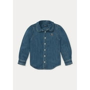 Ralph Lauren INDIGO Girls Cotton Denim Shirt, US 6X