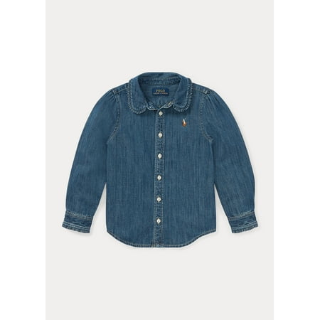 Ralph Lauren INDIGO Girls Cotton Denim Shirt, US 6X