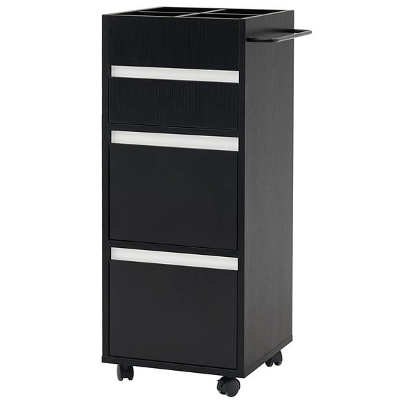 BarberPub Utility Cart with Storage Drawer, Salon Trolley Cabinet