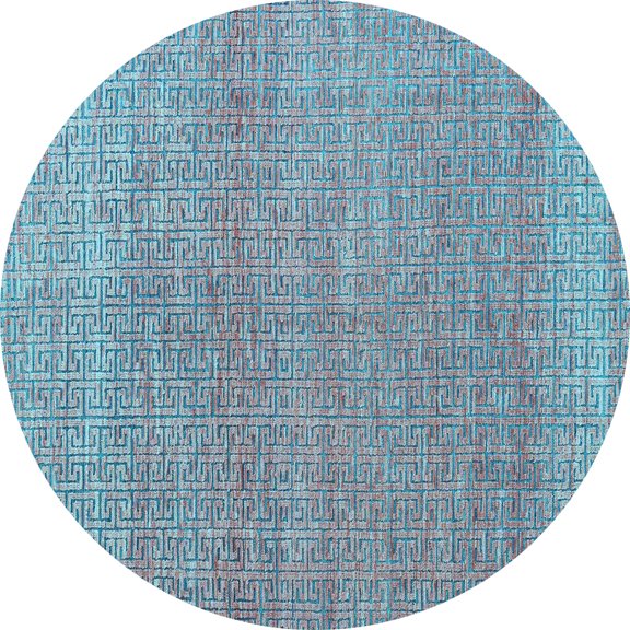 Ahgly Company Indoor Round Abstract Light Blue Modern Area Rugs, 6' Round