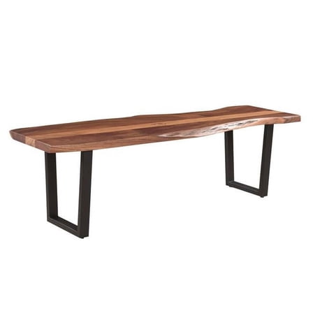 HomeRoots 522084 66 in. Solid Wood Dining bench, Brown & Black