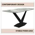 thumbnail image 4 of LeisureMod Voren Modern Dining Table with 71" Rectangular Sintered Stone or Glass Wide Tabletop and Black Steel Legs for Home, Kitchen, Dining or Conference Room in Light Grey, 4 of 10