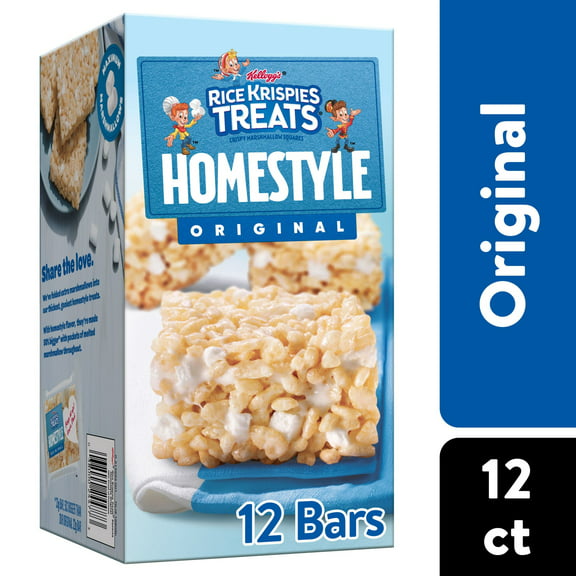 Rice Krispies Treats Homestyle Original Chewy Marshmallow Snack Bars, Ready-to-Eat, 13.96 oz, 12 Count