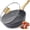 Gray, variant on Nonstick Deep Frying Pan Skillet, 9.5" Saute Pan with Lid, Granite Induction Cookware Non Stick Cooking Pan, PFOA PFOS APEO Free, White
