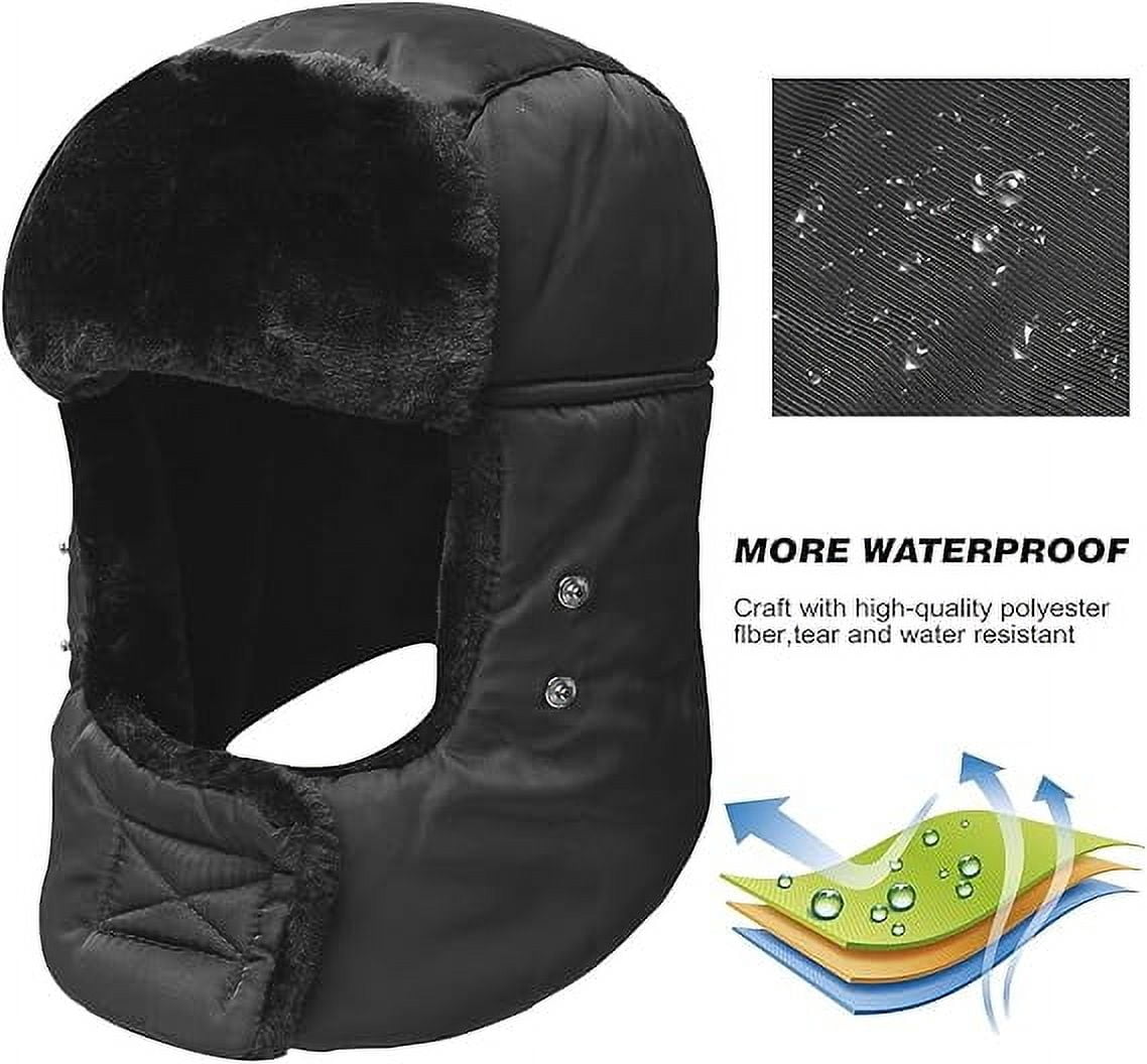 Winter Ski Hat with Winter Ear Flap and Ski Windproof Mask Black