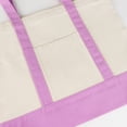 thumbnail image 3 of Muka Canvas Tote Bags with an External Pocket, Top Zipper Closure Reusable Grocery Shopping Bag-Natural / Pink, 3 of 7