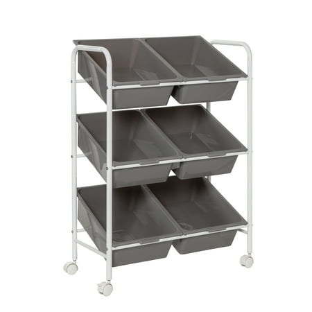 UPC: 0847539096087 | Honey Can Do 6-Bin Rolling Storage or Craft Cart Grey/White