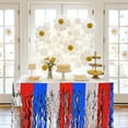 thumbnail image 6 of Darzheoy 4th of July Decorations, Red White and Blue Wavy Metallic Tinsel Foil Fringe Table Skirt for Rectangle Tables, Table Decorations for Memorial Day, Labor Day, Veterans Day, 6 of 6