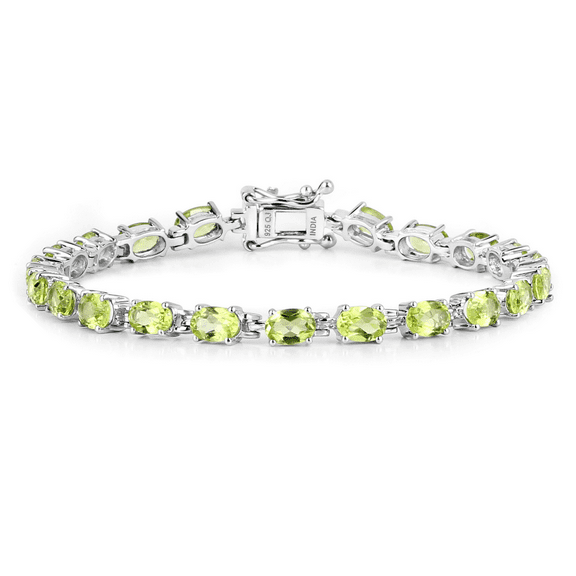 Natural Peridot Tennis Bracelet Sterling Silver 8.61 Carats August Birthstone Jewelry Gift For Her