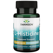 Swanson Ajipure L-Histidine, Pharmaceutical Grade 500 mg 60 Veggie Capsules