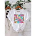 thumbnail image 1 of T-Shirt Graphique de Rentrée Scolaire pour Filles - T-Shirt d'Été Décontracté à Manches Courtes avec Imprimé de Lettres Colorées, Haut à Col Rond Doux et Confortable pour l'École, Rendez-Vous de Jeu, Tenue Décontractée, Vêtements Mignons pour Filles, 1 of 7