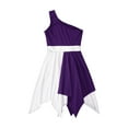 thumbnail image 5 of ranrann Kids Girls One Shoulder Lyrical Praise Dance Dress Liturgical Worship Costume Dancewear Purple 10, 5 of 7