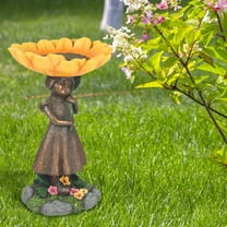 SDJMa Outdoor Resin Bird Bath, Resin Raccoon Birdbath, Animal Statue Outdoor Bird Feeder, Garden Bird Bath, Resin Decoration Cute Garden Ornament for Garden Home