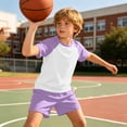thumbnail image 7 of Girls Summer 2 Piece Outfits Short Sleeve T Shirts Top and Shorts Set Kids Clothing Sets with Pockets Teen Soft Comfy Athletic Casual Sets Sportswear Purple 11-12 Years, 7 of 7