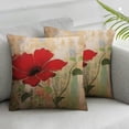 thumbnail image 2 of QZHH  Flower Pillow,Home Decorative Throw Pillow Cover Red Poppy Flower Beige Floral Waist Lumbar Throw Pillow case Cushion Cover Sofa Home Decorative Rectangle Oblong  2pc, 2 of 6