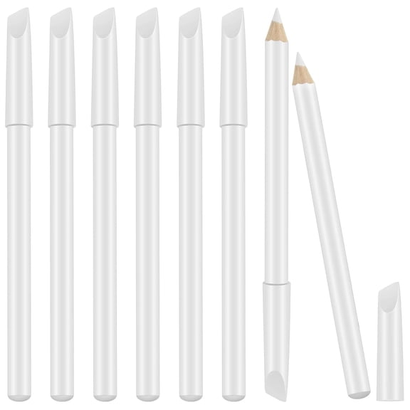 RAGUPEL 8 Pcs White Pencil Under Nail, 2-In-1 Nail Whitening Pencils with Cuticle Pusher, French Manicure Pens for DIY Nail Art Supplies
