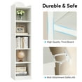 Tribesigns White Narrow Bookshelf, Tall 5 Cube Storage Bookcase, Slim