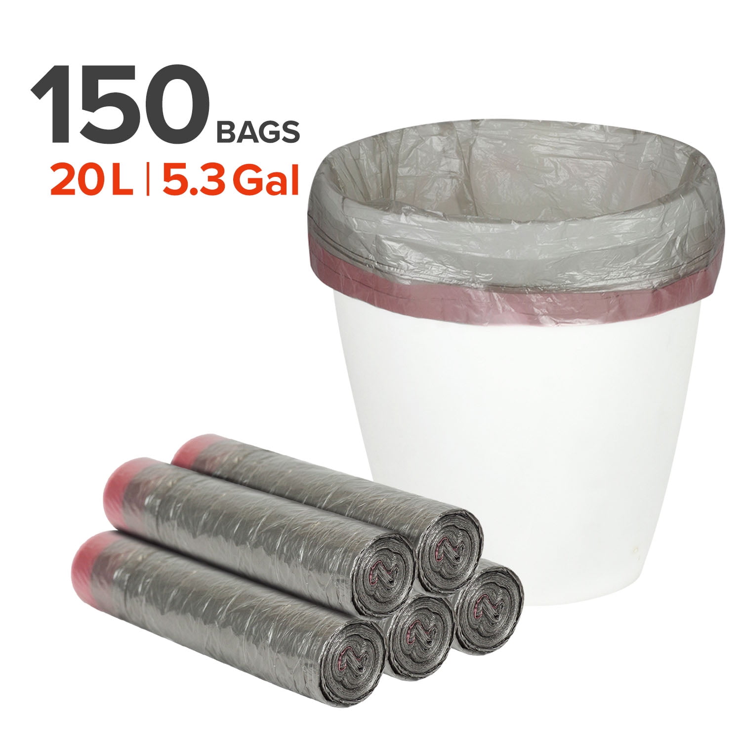 Party Saving 150 Count 20 Liter Trash Bag Durable Garbage Bag (Black