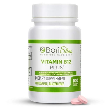 BariSlim Daily Vitamin B12 Plus Tablets for Bariatric Patients - Unisex, Adults | Cherry Flavor