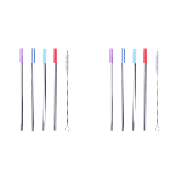 4 Piezas Paja Acero Inoxidable Con Cepillo Limpieza Punta Silicona para Copa 40oz
