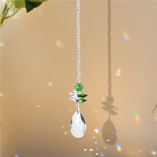 Crystal Prisms Wind Chime Rainbow Chaser Maker Jardín Decoración colgante (Verde) Wdftyju Para estrenar