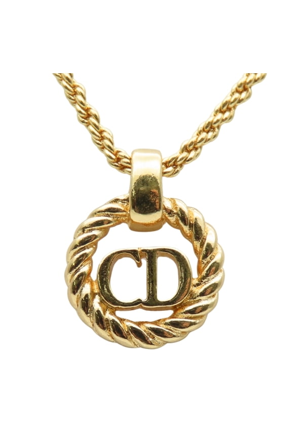 Pre-Owned Christian Dior CD logo necklace in gold-plated metal. GP. Women's. (Good)