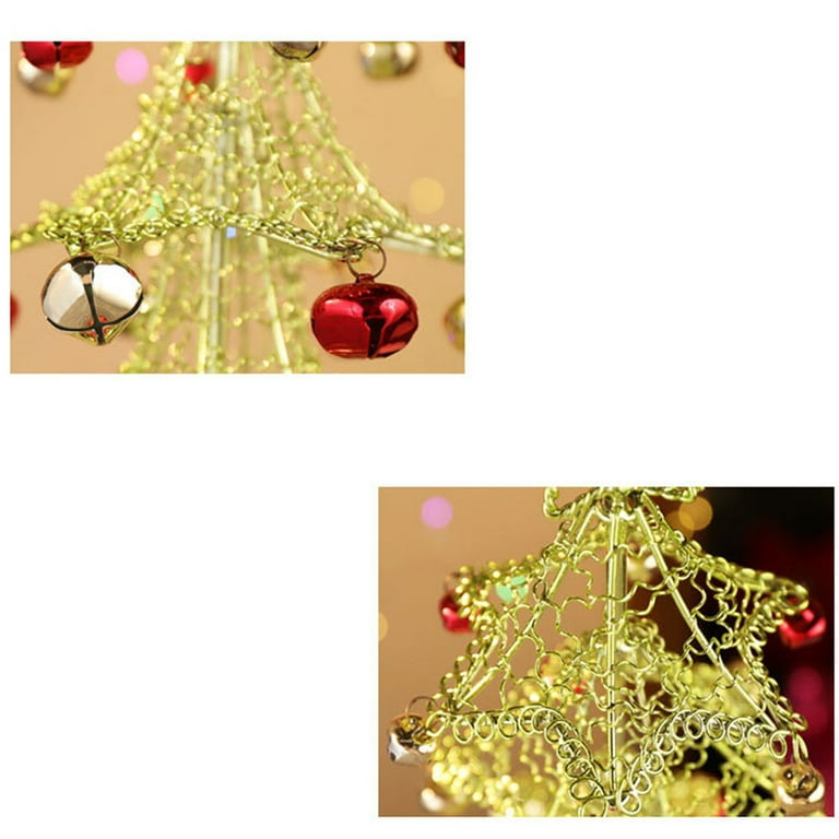 Metal Wrought Iron Wire Christmas Tree With Jingle Bell Vintage Table  Ornament For Xmas Party Decor