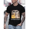 thumbnail image 1 of 1 Pce T-Shirt Décontracté à Col Rond pour Hommes avec Imprimé "Ermm, What the Sigma?", Légèrement Extensible, Coupe Régulière, Mode Été pour Adultes, 1 of 8