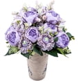thumbnail image 2 of Artificial Peony Silk Flowers Fake Faux Peony Bouquets Flowers for Wedding Party Bridal Home Decoration Table Centerpieces (Purple, Bouquets), 2 of 5