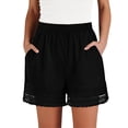 thumbnail image 3 of Bermuda Shorts for Women JIANLAI Fashionable Lightweight Lace-Decorated Shorts, Stretch High-Waisted Shorts, Fluffy Shorts, Summer Suit with Pockets S-XXXL Black, 3 of 9