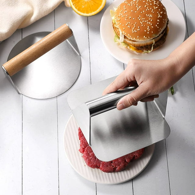Meat Press Professional Non-stick Heavy Duty /Square Handheld Stainless Steel Burger Press Kitchen Tool