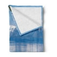 thumbnail image 2 of Landscape Soft Flannel Fleece Blanket, Blue Waters of Lake Tahoe Snowy Mountains Pine Trees Rocks Relax Shore, Cozy Plush for Indoor and Outdoor Use, 50" x 60", Pale Blue Green Grey, by Ambesonne, 2 of 5
