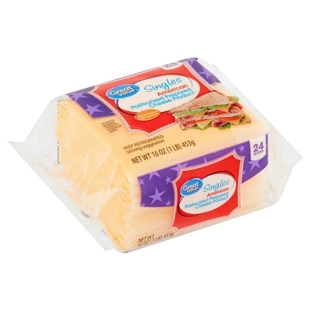 Great Value Singles American Pasteurized Prepared Cheese Product, 24