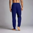 thumbnail image 5 of WTOBBY Men's Casual Drawstring Cuffed Pants with Pockets, Soft Home Sleepwear Lounge Pajama Bottoms for Relaxation, Comfortable Fit,Navy XL, 5 of 8