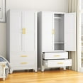 thumbnail image 6 of EROSOEI Metal Freestanding Armoire Wardrobe Clost With Hanging Rod and Drawers, 6 of 6