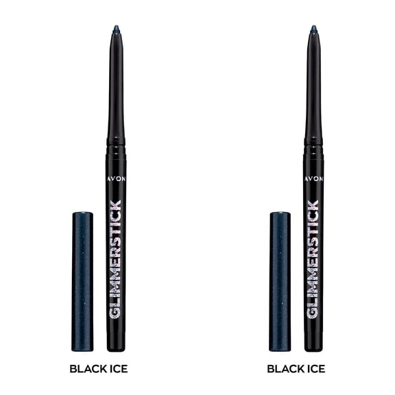 Avon Ultra Colour Glimmerstick Retractable Diamonds Eyeliner, BLACK ICE, Waterproof & Smudge-Proof Shimmer Eye Makeup, SET OF 2, 0.012 oz / 0.35 g Each