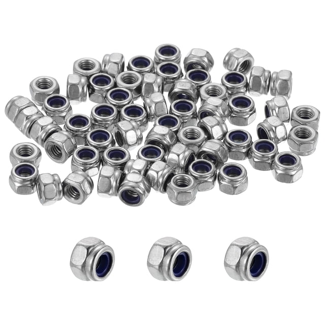 120 Pcs Écrous de Verrouillage M3x0.5mm, Insert en Nylon Inoxydable 316 Autobloquant