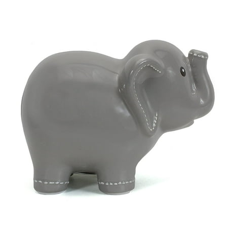 Child to Cherish Ceramic Stitched Elephant Piggy Bank, Grey