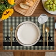 thumbnail image 4 of Sage Green Black Plaid Placemats Set of 4, Vintage Star Buffalo Check Rustic Placemats for Dining Table, Place Mats for Kitchen Tabletop, Waterproof Wipeable Dining Table Mats Set, 4 of 9