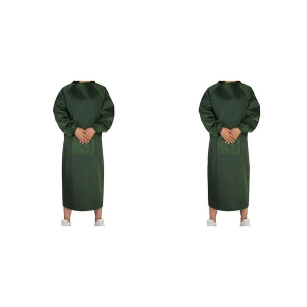 Bewildely Delantal para hornear en casa para hombres y mujeres, tela impermeable Unisex, bolsillos ajustables a prueba de aceite, babero de Verde 2piezas
