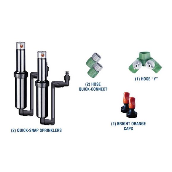 Autowater QSK-742 Quick Snap in Ground 5 in. Pop Up Adjustable Sprinkler with Quick Hose Connectors & Splitter, Pack of 2