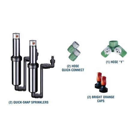 Autowater QSK-742 Quick Snap in Ground 5 in. Pop Up Adjustable Sprinkler with Quick Hose Connectors & Splitter, Pack of