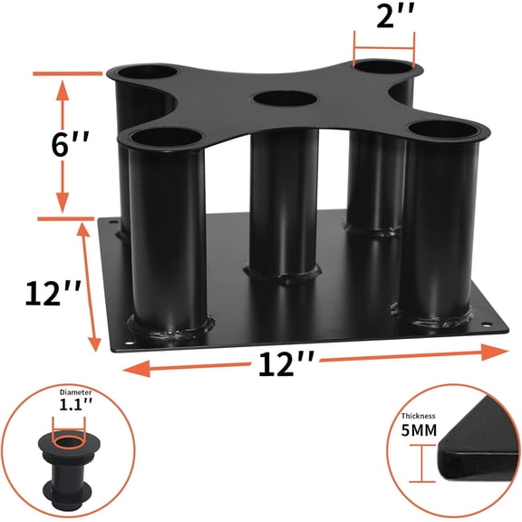 Heavy Duty Barbell Holder Floor Stand for Olympic Hex Trap Curl Bars, Holds 5 Bars with Compact Design