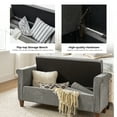 thumbnail image 4 of 54" Storage Bench Upholstered Armrest Bed End Foot Stool 2 Round Pillows Bedroom Entryway Living Room Grey, 4 of 10