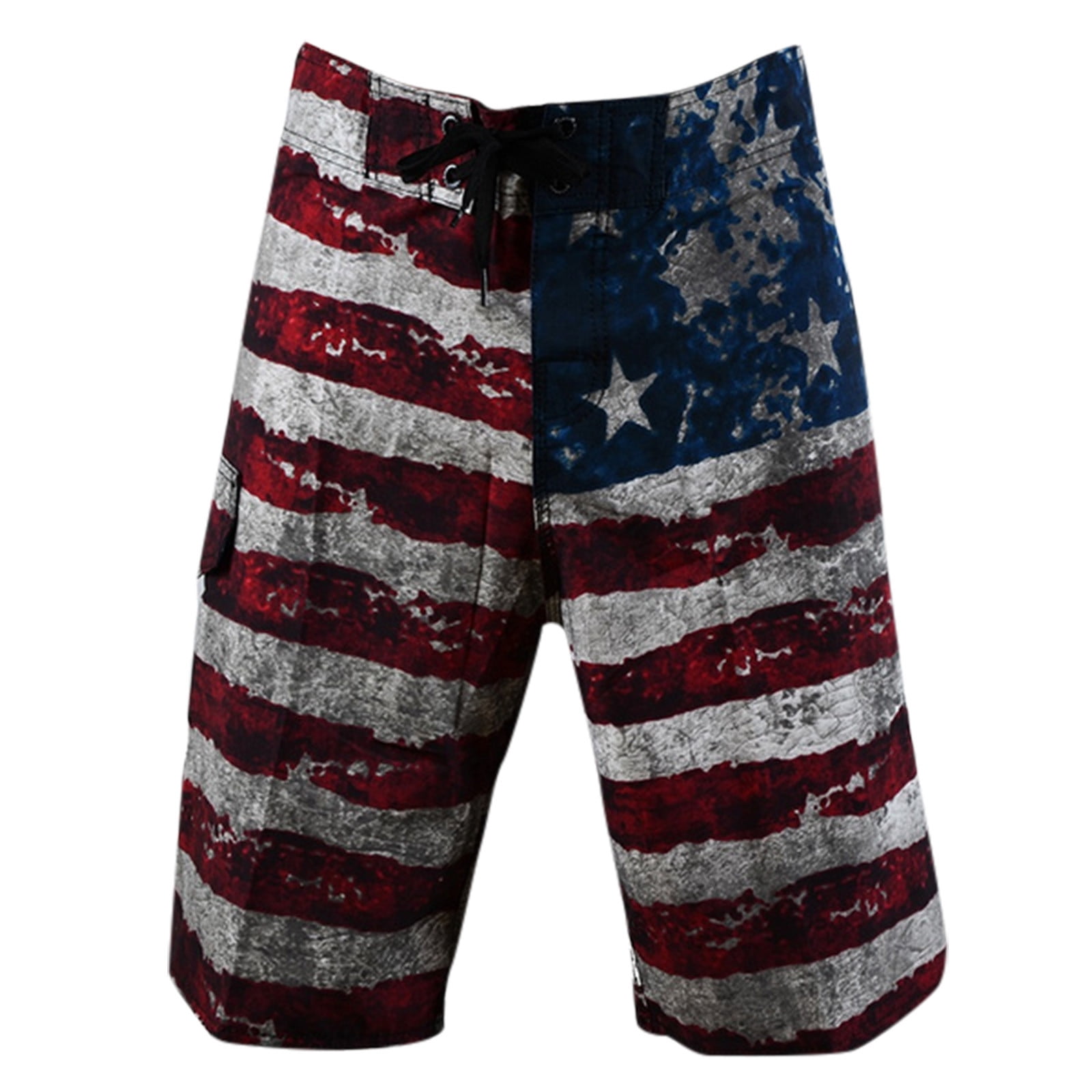 Quick-Dry Mens Beach Shorts 4th of July Independence Day America Flag Swim Trunks with Adjustable Drawstring 