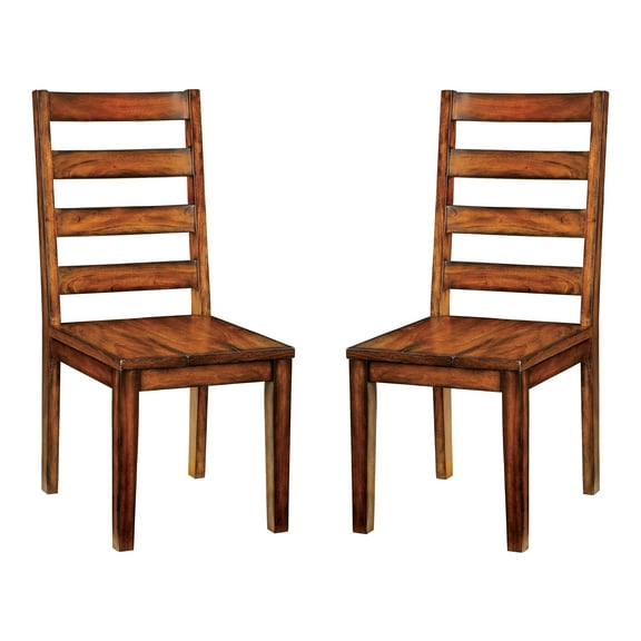 Furniture of America Hagrid Wood Dining Chair in Tobacco Oak (Set of 2)