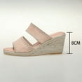 thumbnail image 4 of Women's Espadrille Wedge Sandals Summer Open Toe Buckle Strappy Platform Wedge Shoes Comfortable Slip On Wedge Slides Khaki 38, 4 of 7